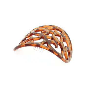 Yellow Cellulose Acetate Oval Victorian Pattern Bun Cover and Hair Stick 2pc Set